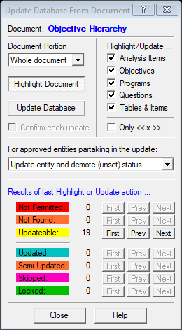 Update Database Window